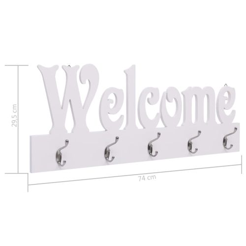 Стенна закачалка за палта WELCOME, бяла, 74x29,5 см
