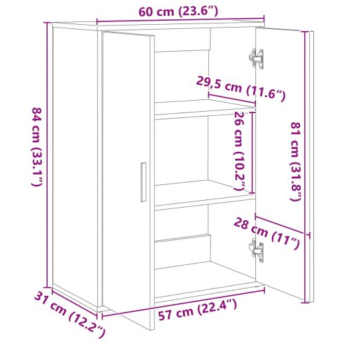 Служебен шкаф 2 pcs Старо дърво 60 x 31 x 84 см Инженерно дърво