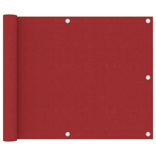 Балконски параван, червен, 75x600 см, оксфорд плат