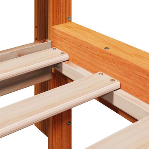 Легло с етажерка за книги, без матрак, 160x200 см, бор масив