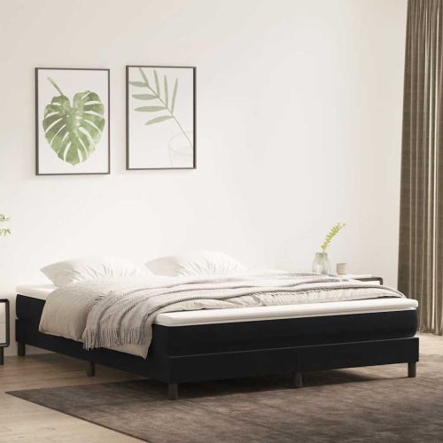 Box Spring Легло без матрак Черно 180x210 cm Кадифе