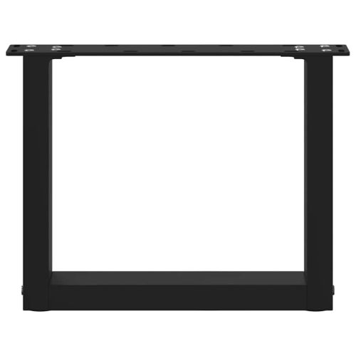 Крака за масичка за кафе, U-образни, 2 бр., черни, 30 x (30-31) см, стомана