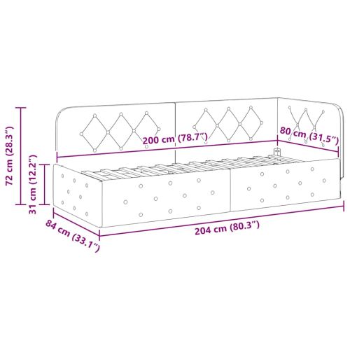 Ъглова рамка за легло Черен 80 x 200 cm текстил