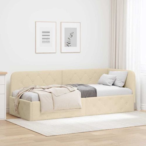 Ъглова рамка за легло Крем 80 x 200 cm текстил