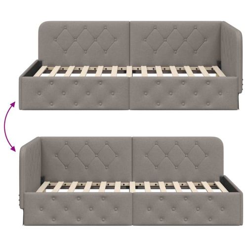 Ъглова рамка за легло Таупе 100 x 200 cm текстил