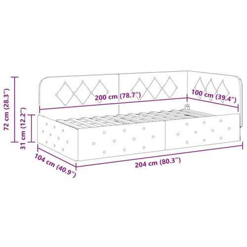 Ъглова рамка за легло Таупе 100 x 200 cm текстил