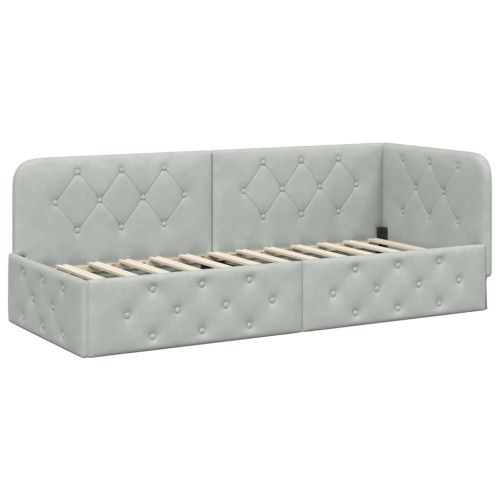 Ъглова рамка за легло Светлосиво 80 x 200 cm Кадифе