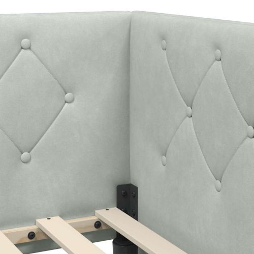 Ъглова рамка за легло Светлосиво 100 x 200 cm Кадифе