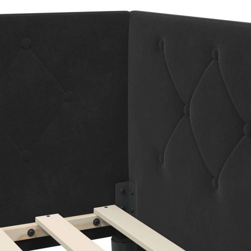 Ъглова рамка за легло Черен 100 x 200 cm Кадифе