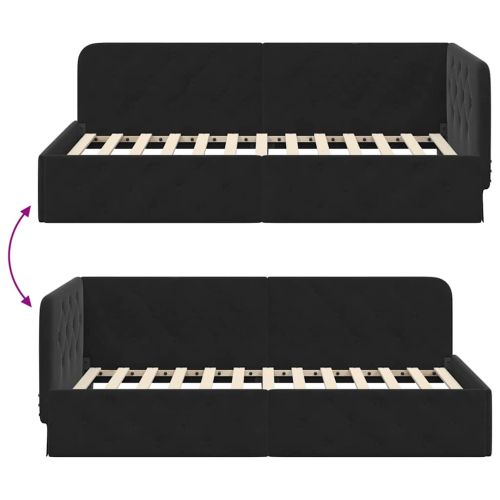 Ъглова рамка за легло Черен 100 x 200 cm Кадифе