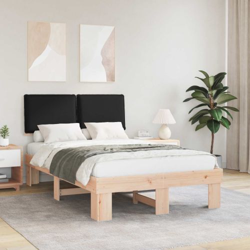 Леглова рамка с тапицирана гръбна част Черно 120 x 200 cm