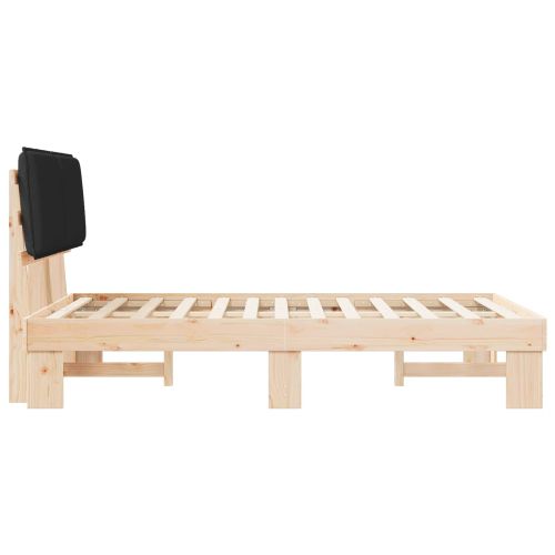 Леглова рамка с тапицирана гръбна част Черно 120 x 200 cm