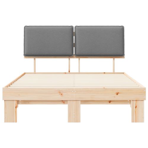Леглова рамка с тапицирана гръбна част Светлосиво 140 x 190 cm