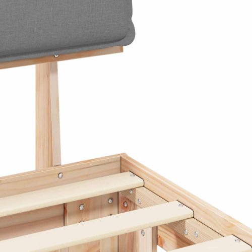 Леглова рамка с тапицирана гръбна част Светлосиво 140 x 190 cm