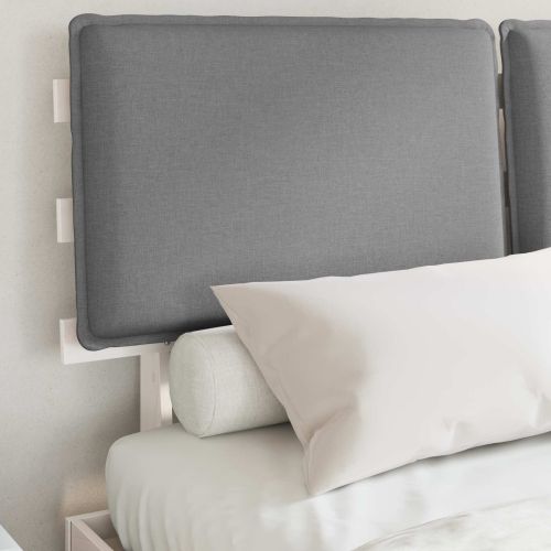 Леглова рамка с тапицирана гръбна част Светлосиво 140 x 190 cm