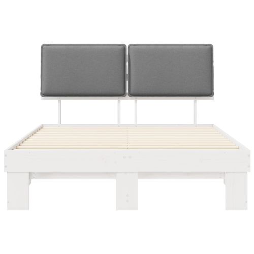 Леглова рамка с тапицирана гръбна част Светлосиво 140 x 190 cm