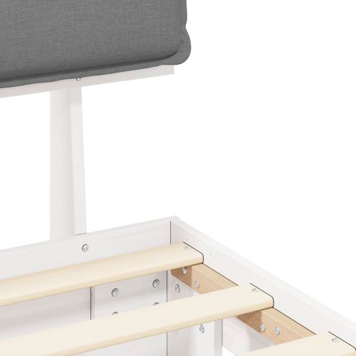 Леглова рамка с тапицирана гръбна част Светлосиво 140 x 190 cm