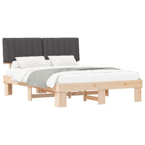 Леглова рамка с тапицирана гръбна част Тъмен сив 160 x 200 cm