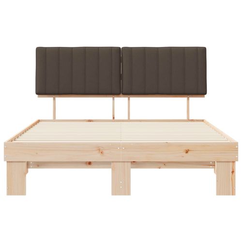 Леглова рамка с тапицирана гръбна част Таупе 160 x 200 cm