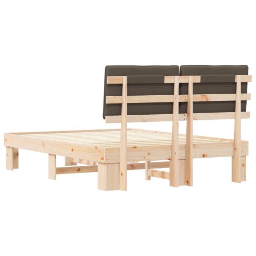 Леглова рамка с тапицирана гръбна част Таупе 140 x 200 cm