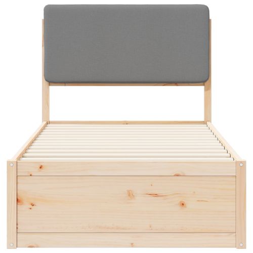 Леглова рамка с тапицирана гръбна част Светлосиво 90 x 200 cm