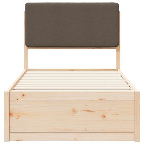 Леглова рамка с тапицирана гръбна част Таупе 90 x 200 cm