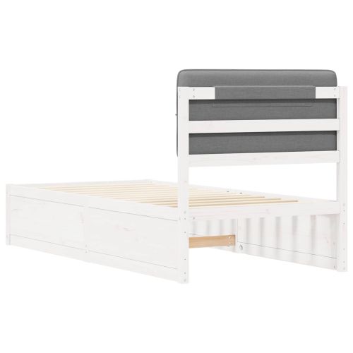 Леглова рамка с тапицирана гръбна част Светлосиво 75 x 190 cm