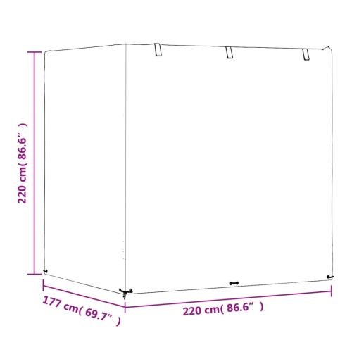 Калъф за пейка люлка 12 капси 220x177x220 см полиетилен