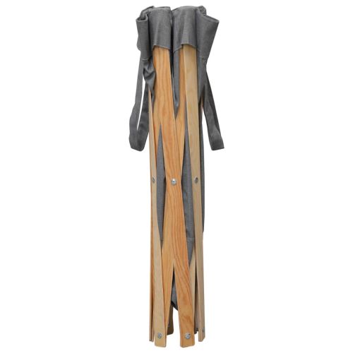 Сгъваем кош за пране, сив, дърво и текстил