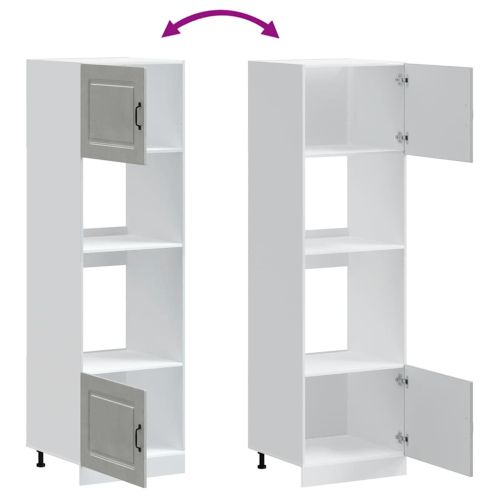 Шкафове за фурна, 2 бр. "Kalmar", бетонно сиви, инженерно дърво