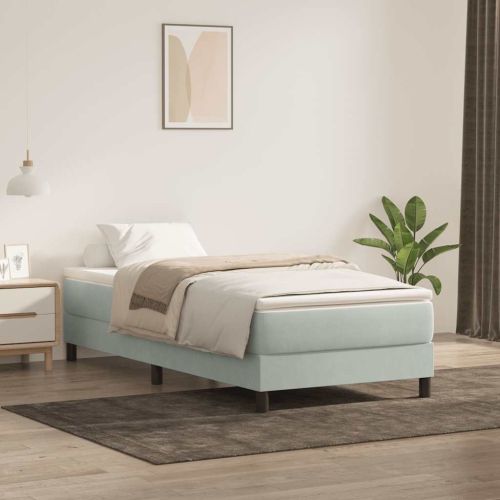 Box Spring Легло без матрак Светло сиво 80x210 cm Кадифе