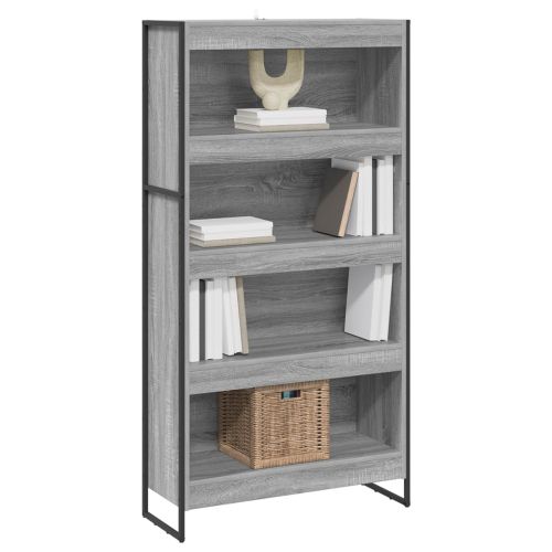 Шкаф за книги 80 x 30 x 155 см Инженерно дърво Сив Сонома