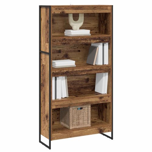 Шкаф за книги 2 pcs Старо дърво 80 x 30 x 155 см