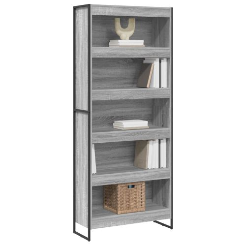 Шкаф за книги 80 x 30 x 189,5 см Инженерна дървесина Сив Сонома