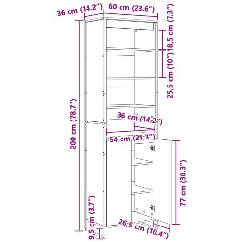 Високи шкафове 2 pcs Сонома 60 x 36 x 200 см Инженерно дърво