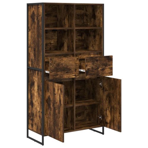 Служебен шкаф с чекмедже 2 pcs Димящ дъб 81 x 36 x 150.5 см