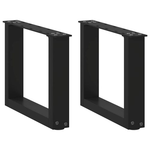 Крака за масичка за кафе, U-образни, 2 бр., черни, 40 x (30-31) см, стомана