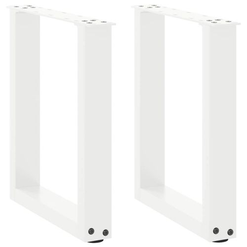 Крака за масичка за кафе, U-образни, 2 бр., бели, 28 x (42-43) см, стомана