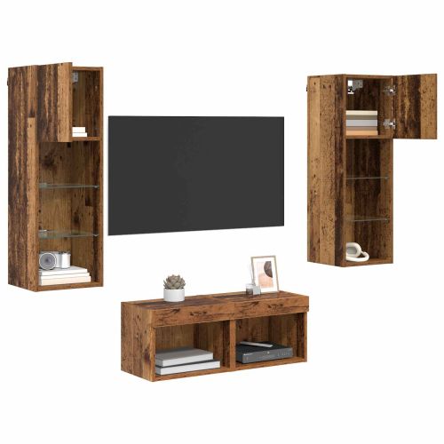 Кабинети за телевизор на стената 4 pcs Дъб Инженерно дърво