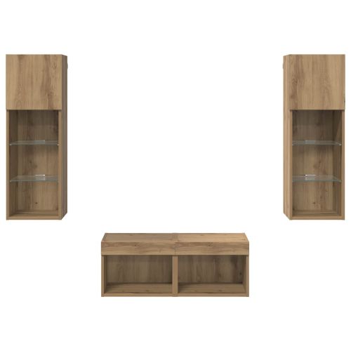 Кабинети за телевизор на стената 4 pcs Черния дъб