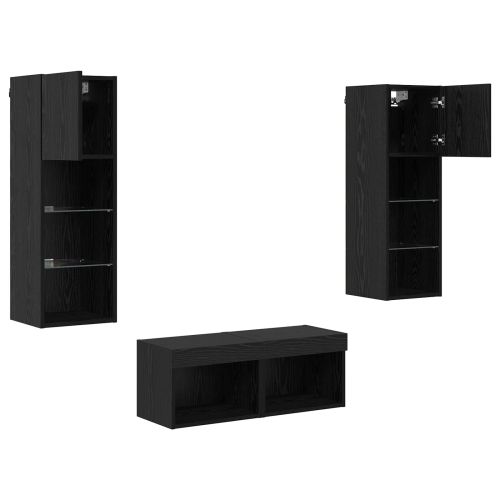 Кабинети за телевизор на стената 4 pcs Черния дъб
