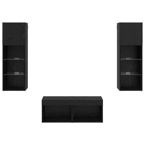 Кабинети за телевизор на стената 4 pcs Черния дъб
