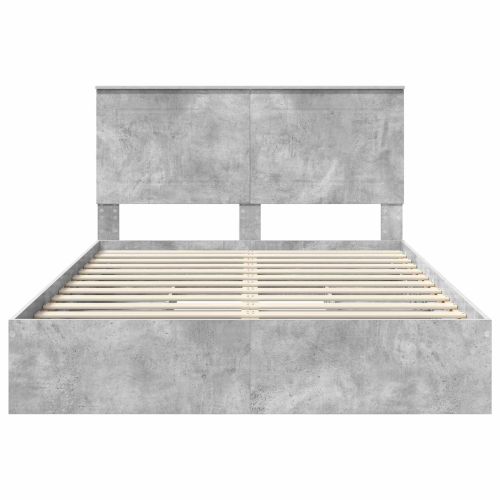 Легло с място за съхранение Циментено сиво 150 x 200 cm
