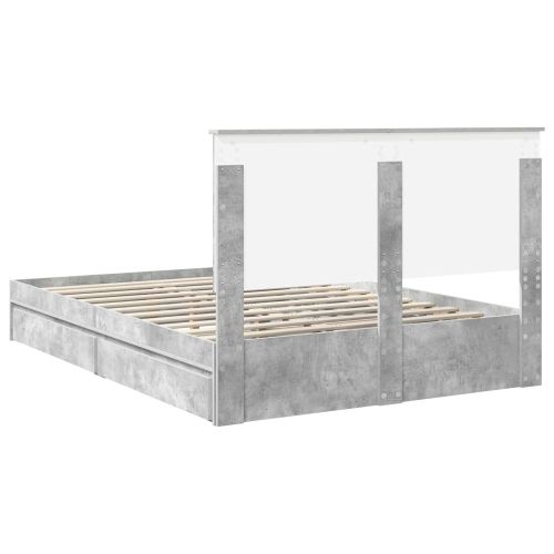 Легло с място за съхранение Циментено сиво 150 x 200 cm