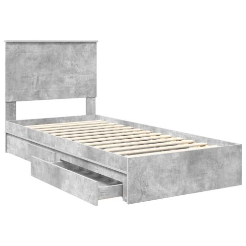 Легло с място за съхранение Циментено сиво 90 x 190 cm