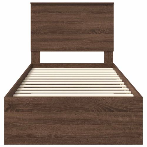 Рамка за легло Кафяв дъб и сребро 75 x 190 cm Инженерно дърво