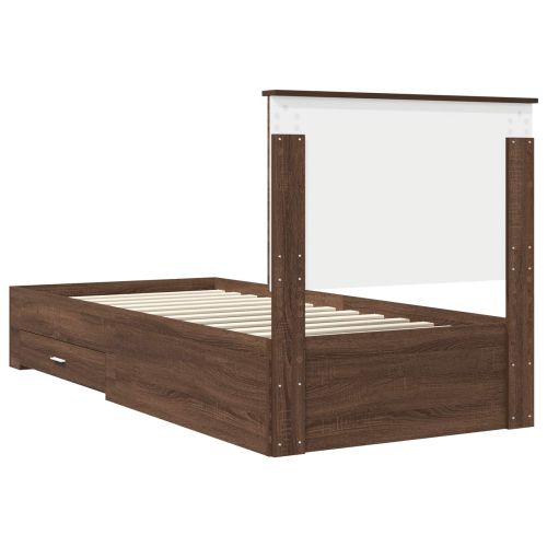 Рамка за легло Кафяв дъб и сребро 75 x 190 cm Инженерно дърво