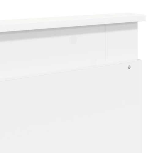 Легло с място за съхранение Бяло 200 x 200 cm Инженерно дърво