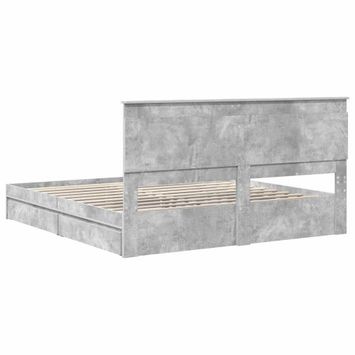 Легло с място за съхранение Циментено сиво 200 x 200 cm