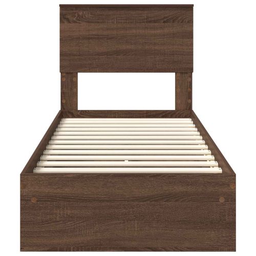 Легло с място за съхранение с таблото Кафяв дъб 75 x 190 cm